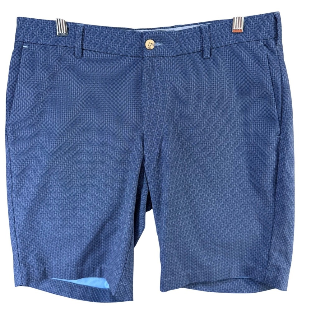 Peter Millar Crown Crafted Shorts Mens 33 Blue Geometric Fan Performance Golf